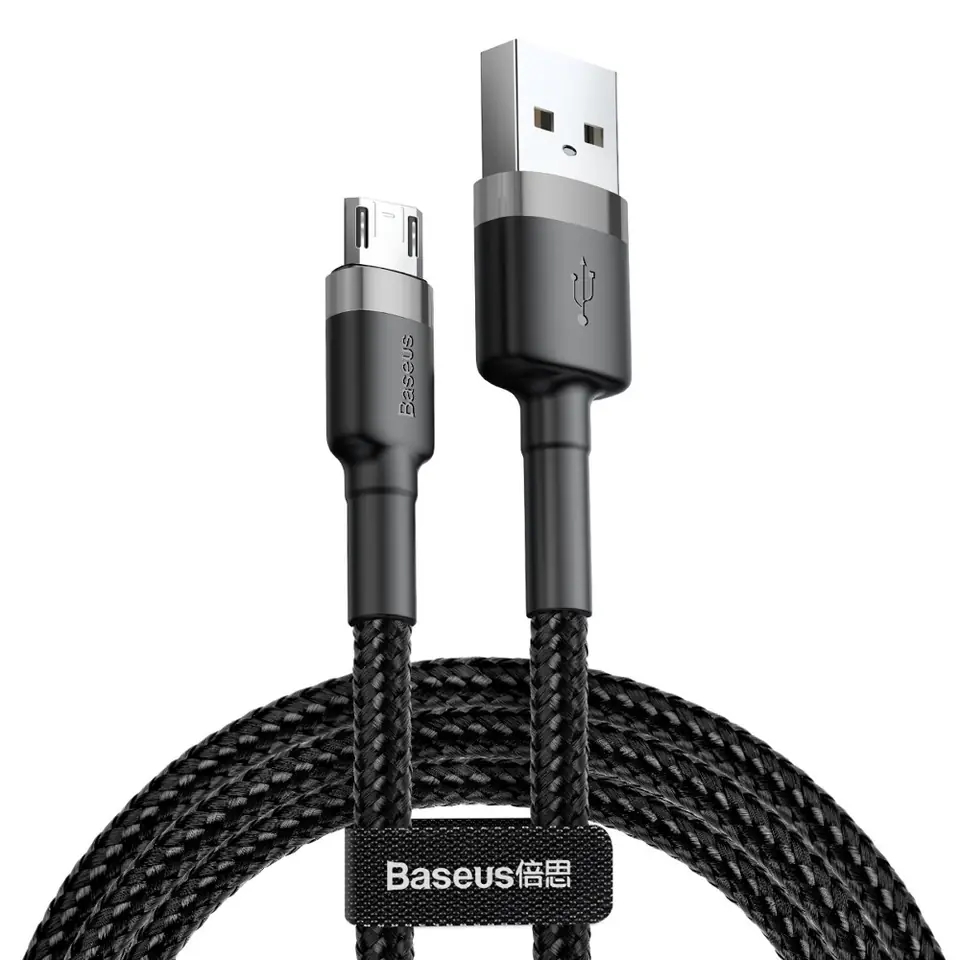 ⁨Baseus CAMKLF-AG1 USB cable 0.5 m USB A Micro-USB B Black⁩ at Wasserman.eu