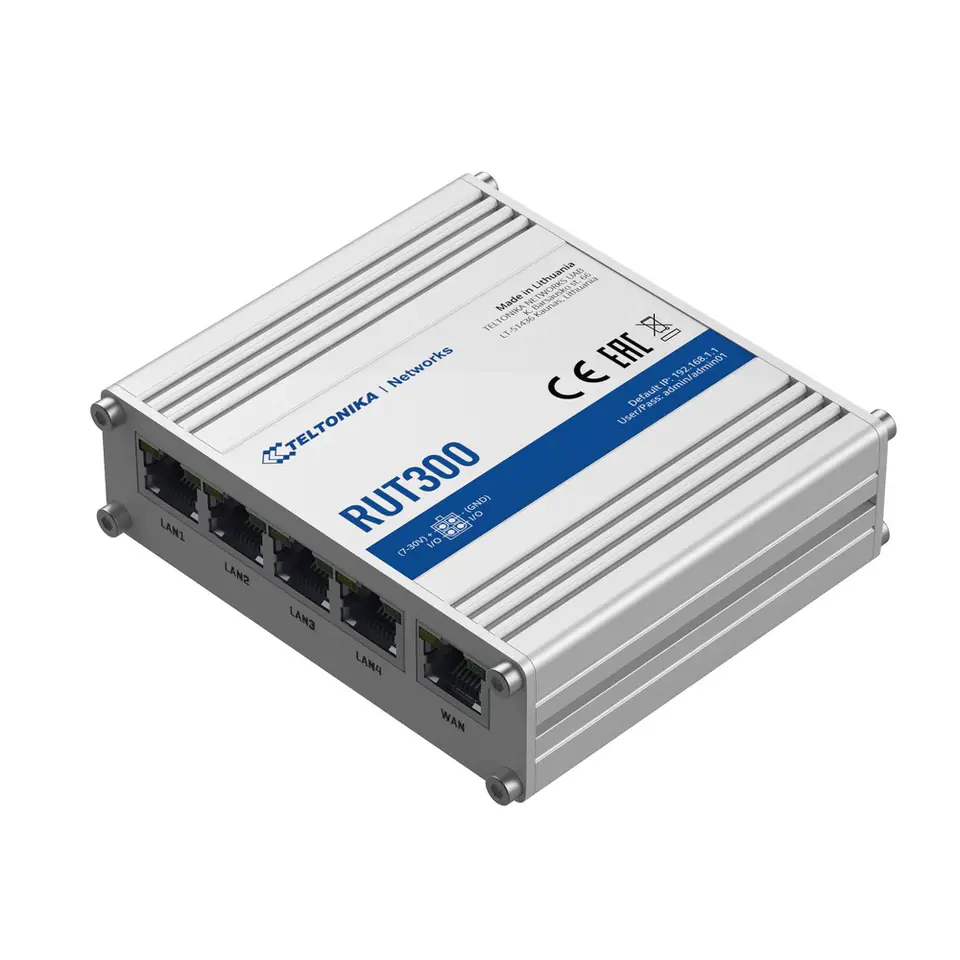 ⁨TELTONIKA RUT300 Industrial wired router 5X RJ45 100MB / S⁩ at Wasserman.eu