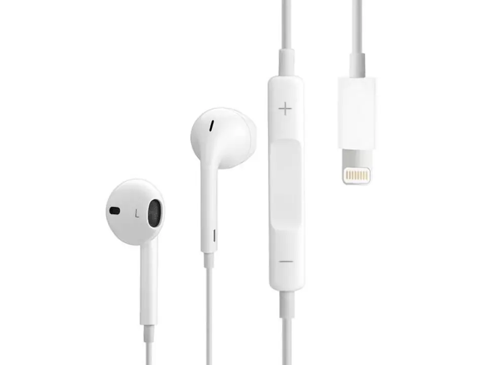 ⁨Słuchawki Apple EarPods MMTN2ZM/A ze złączem Lightning białe⁩ w sklepie Wasserman.eu