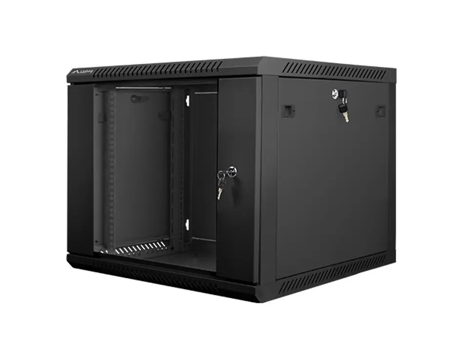 Hanging cabinet 19'' 9U 600X600mm black (glass door) at Wasserman.eu