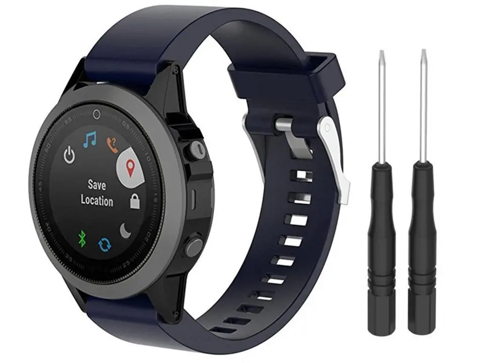 ⁨Gumowy pasek Alogy soft do Garmin Fenix 5/5 Plus/6/6 pro granatowy⁩ w sklepie Wasserman.eu