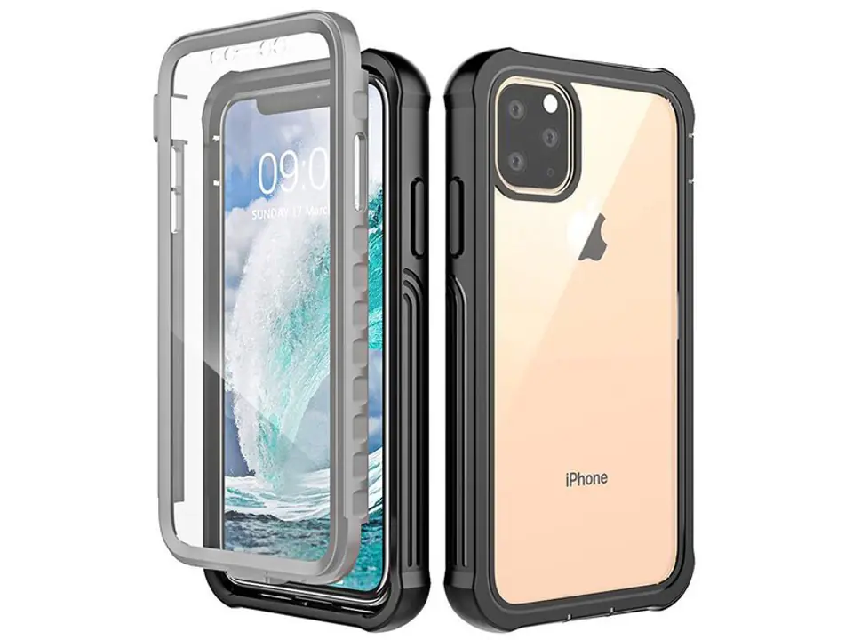 ⁨Etui Alogy pancerne rugged Full-body do Apple iPhone 11 Pro Max szaro-czarne⁩ w sklepie Wasserman.eu