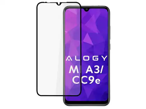 ⁨Szkło Alogy Full Glue case friendly do Xiaomi Mi A3/ CC9e Czarne⁩ w sklepie Wasserman.eu