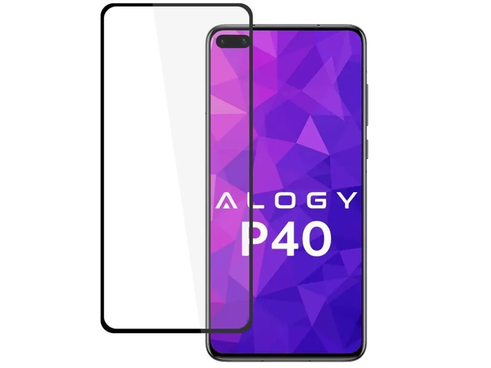 ⁨Szkło Alogy Full Glue do Huawei P40 Czarne⁩ w sklepie Wasserman.eu