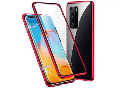 ⁨Magnetic glass case Dr.Fit double-sided for Huawei P40 Pro Red⁩ at Wasserman.eu