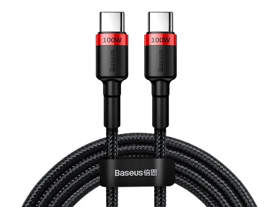 ⁨Kabel 2m Baseus Cafule USB-C Quick Charge 3.0 PD 2.0 100W 5A Czerwony⁩ w sklepie Wasserman.eu