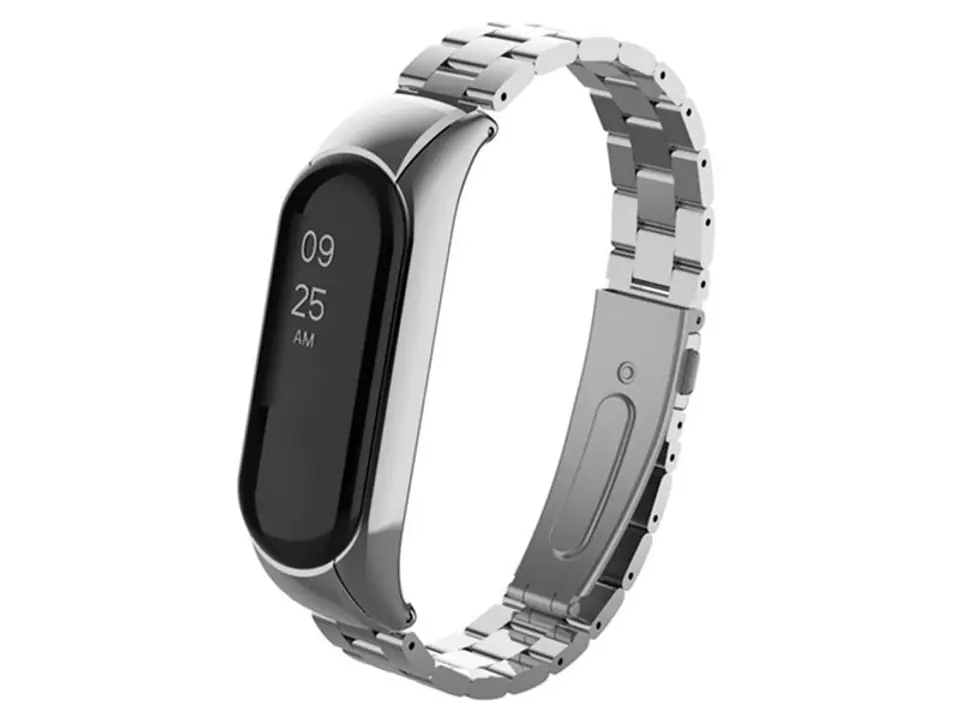 ⁨Bransoleta Alogy Stainless Steel do Xiaomi Mi Band 5 Srebrna⁩ w sklepie Wasserman.eu