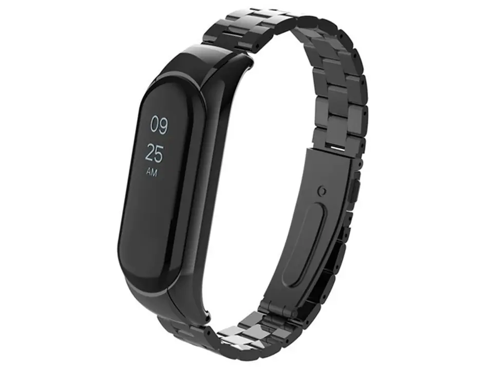 ⁨Bransoleta Alogy Stainless Steel do Xiaomi Mi Band 5 Czarna⁩ w sklepie Wasserman.eu