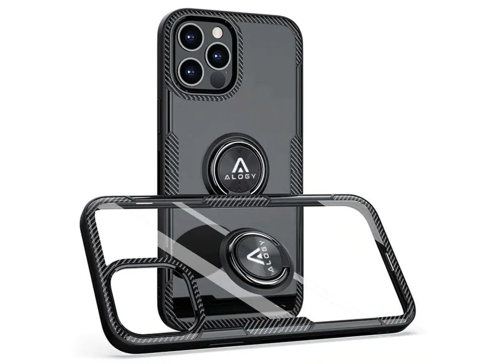 ⁨Alogy Ring Holder Armor case for Apple iPhone 12/ 12 Pro black⁩ at Wasserman.eu