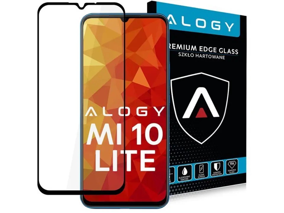 ⁨Szkło Alogy Full Glue case friendly do Xiaomi Mi 10 Lite czarne⁩ w sklepie Wasserman.eu