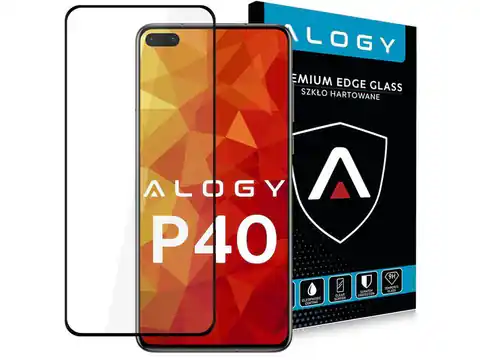 ⁨Szkło Alogy Full Glue case friendly do Huawei P40 czarne⁩ w sklepie Wasserman.eu