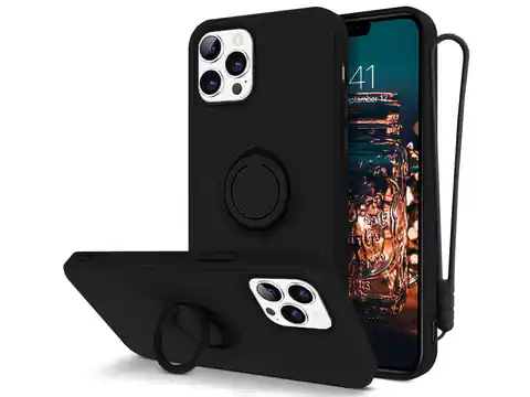 ⁨Silicone Case Ring Ultra Slim Alogy for iPhone 12/ 12 Pro 6.1 Black⁩ at Wasserman.eu