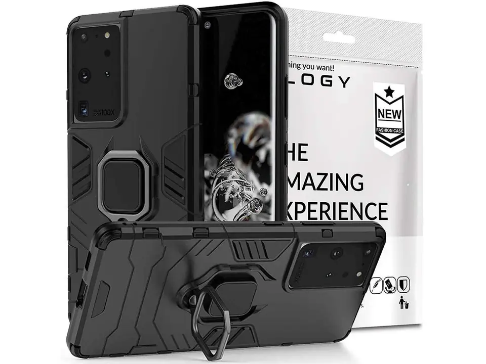 ⁨Alogy Stand Ring Armor Case for Samsung Galaxy S21 Ultra black⁩ at Wasserman.eu