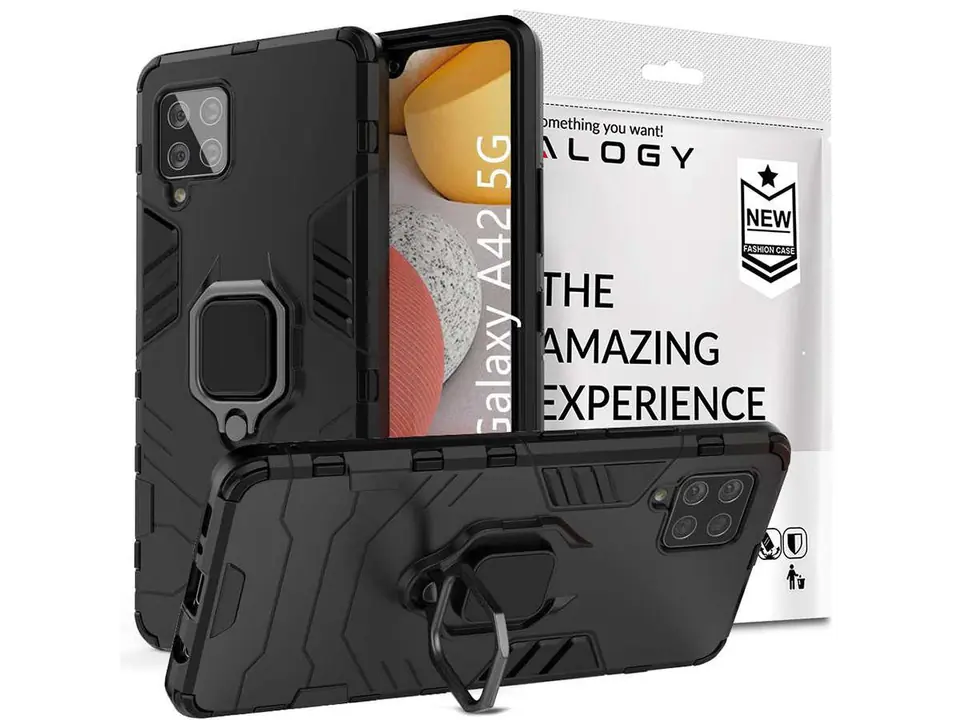 ⁨Etui Alogy Stand Ring Armor do Samsung Galaxy A42 5G czarne⁩ w sklepie Wasserman.eu