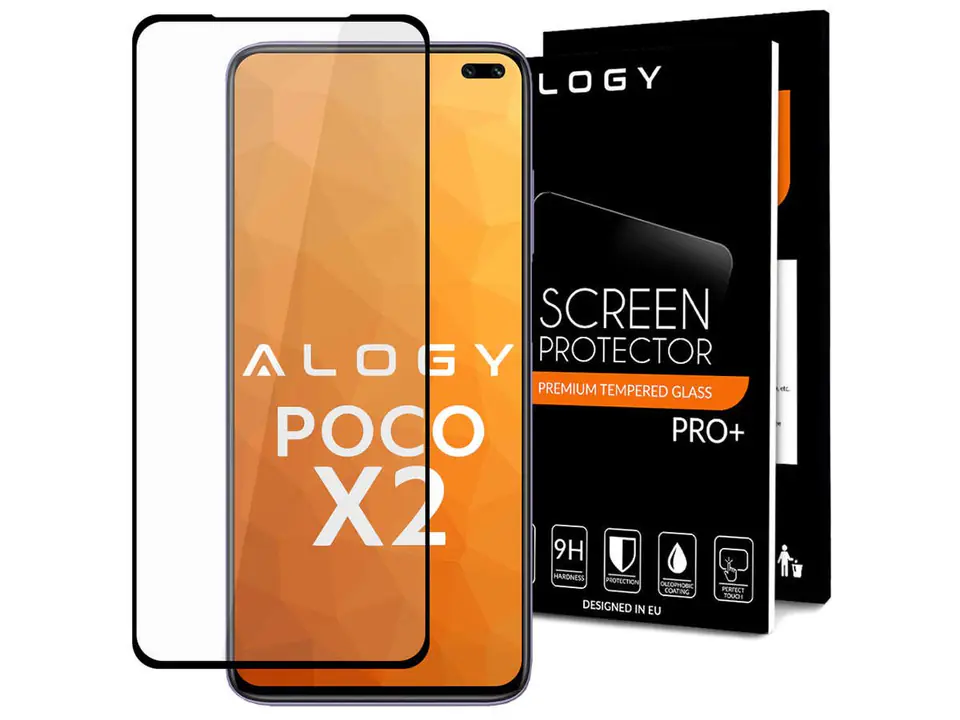 ⁨Szkło Alogy Full Glue case friendly do Xiaomi Poco X2 Czarne⁩ w sklepie Wasserman.eu