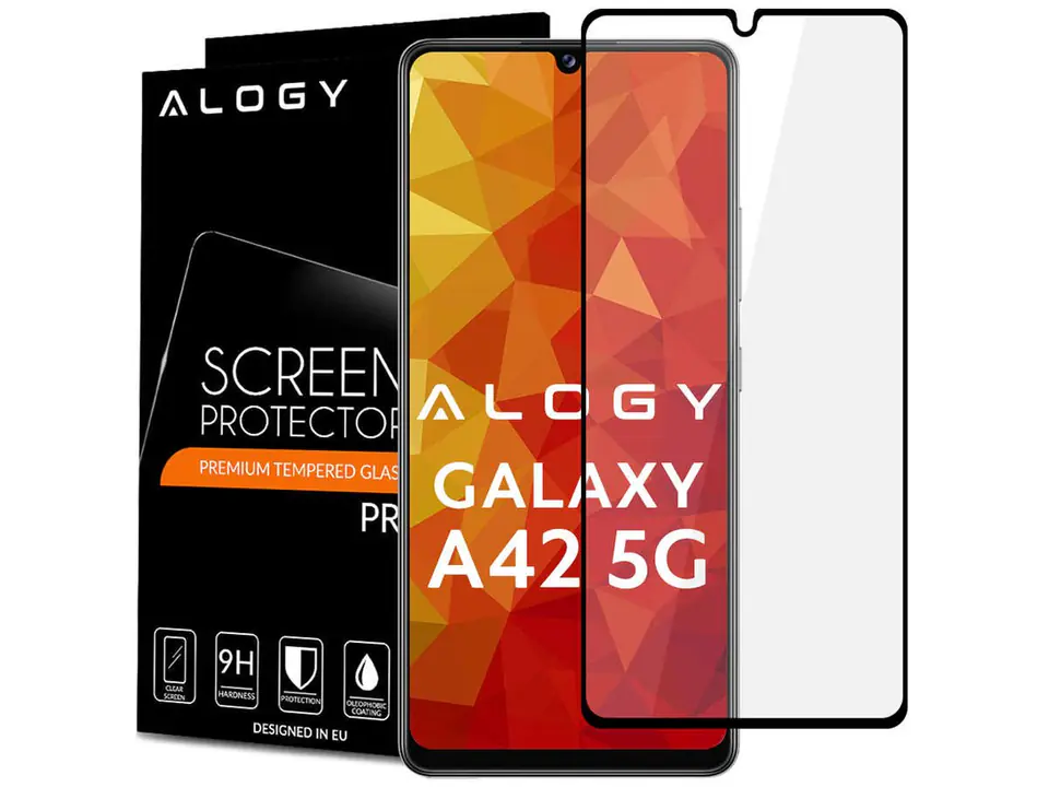 ⁨Szkło Alogy Full Glue case friendly do Samsung Galaxy A42 5G Czarne⁩ w sklepie Wasserman.eu