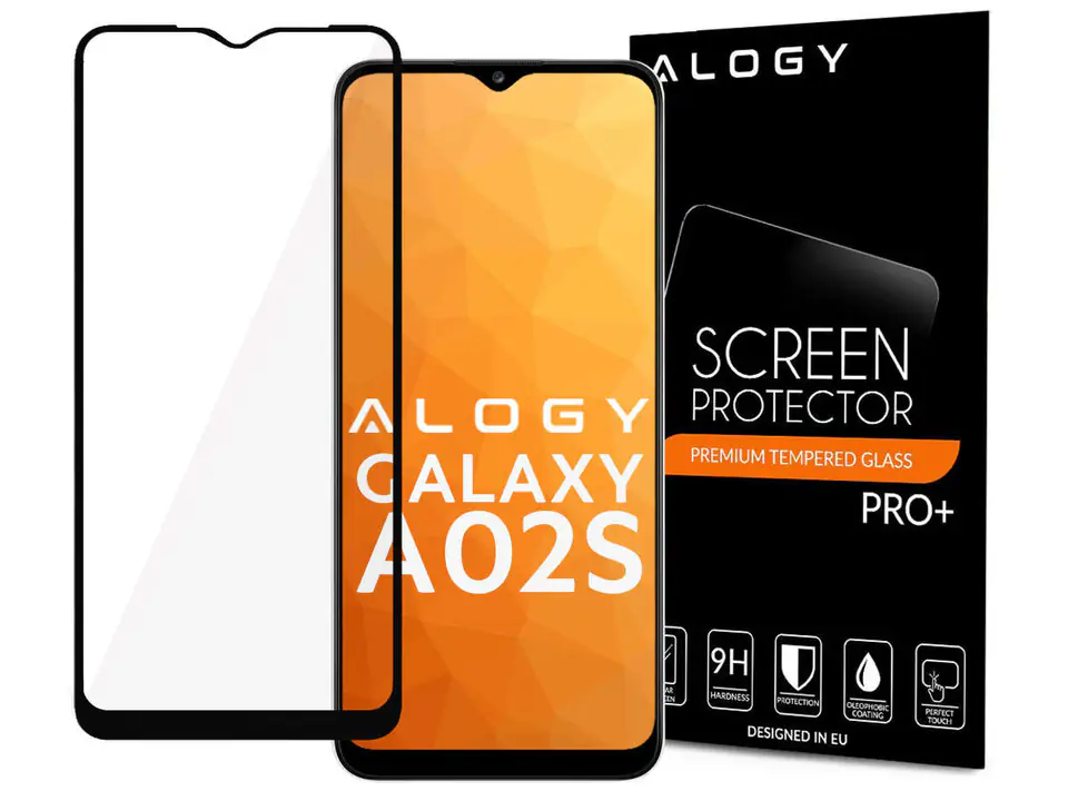 ⁨Szkło Alogy Full Glue case friendly do Samsung Galaxy A02s/ A03s 164mm Czarne⁩ w sklepie Wasserman.eu