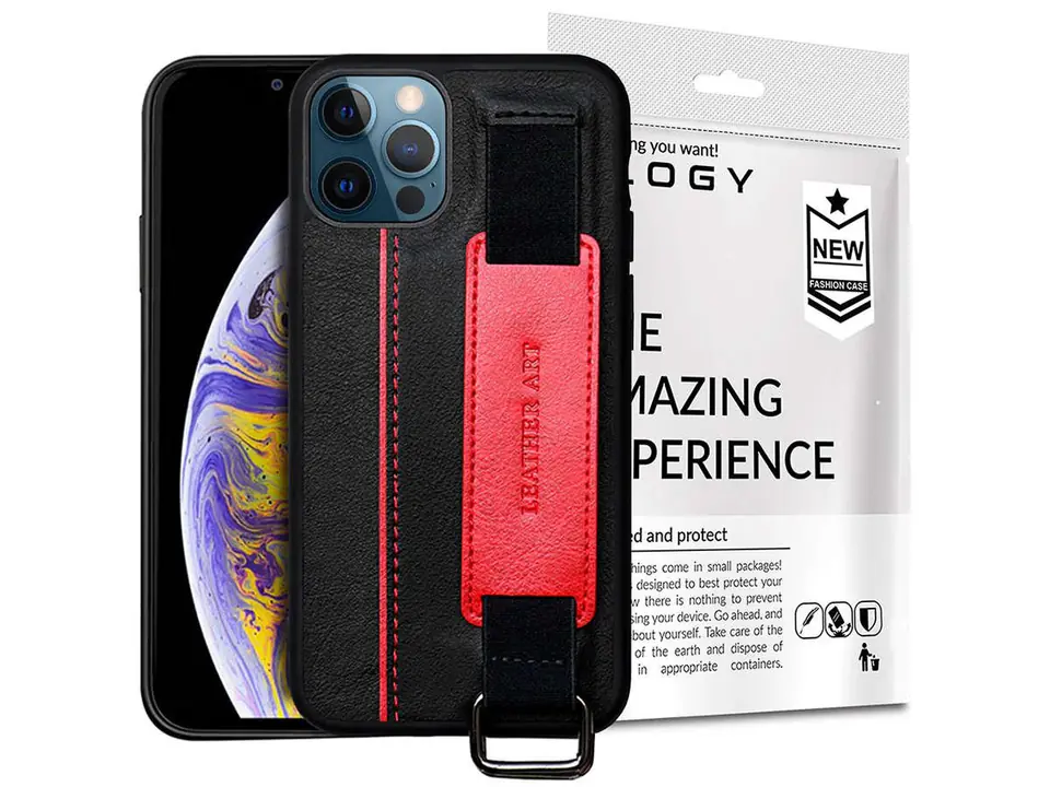 ⁨Etui obudowa Alogy Leather Case do Apple iPhone 12 Pro Max 6.5 Czarne⁩ w sklepie Wasserman.eu