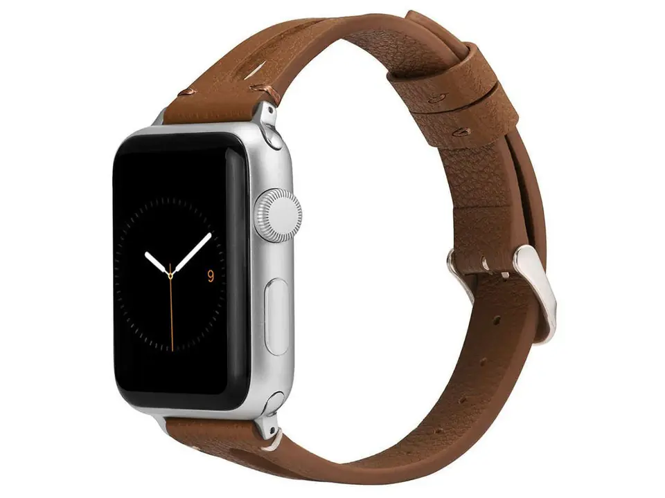 ⁨Pasek Leather Strap Alogy skóra do Apple Watch 42/44/45/49mm Brązowy⁩ w sklepie Wasserman.eu