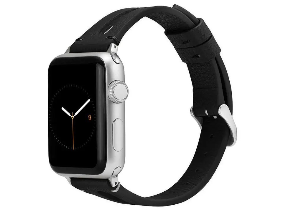 ⁨Leather Strap Alogy leather for Apple Watch 42/44/45/49mm Black⁩ at Wasserman.eu