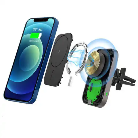 ⁨MagSafe CW19 Magnetic Car Mount with Qi Charger Black⁩ at Wasserman.eu