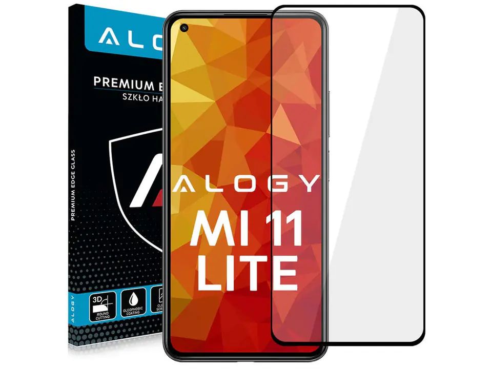⁨Szkło Alogy Full Glue case friendly do Xiaomi Mi 11 Lite Czarne⁩ w sklepie Wasserman.eu