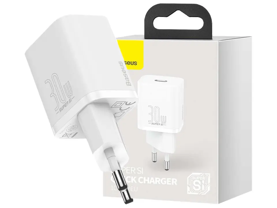 ⁨Ładowarka sieciowa USB-C PD  Baseus Super Si Quick Charger 30W White⁩ at Wasserman.eu