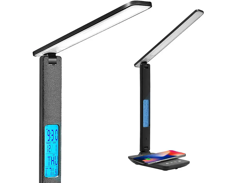 ⁨Alogy LED desk lamp Qi induction charger 10W with display Black⁩ at Wasserman.eu