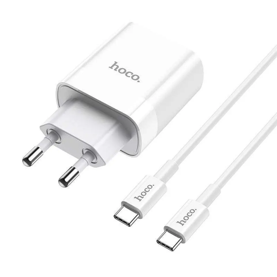 ⁨Ładowarka sieciowa Hoco C80A Network PD20W/QC3.0 + kabel USB-C White⁩ w sklepie Wasserman.eu