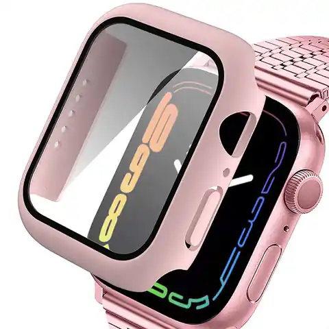 ⁨Obudowa Alogy 2w1 nakładka + szkło do Apple Watch 7 45mm Różowa⁩ w sklepie Wasserman.eu