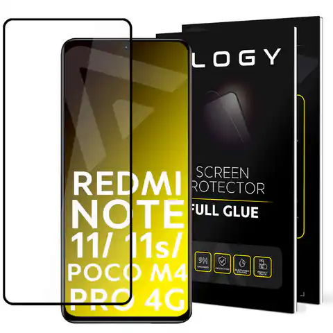 ⁨Szkło 9H Alogy Full Glue do etui case friendly do Xiaomi Redmi Note 11 / 11s/ Poco M4 Pro 4G Czarne⁩ w sklepie Wasserman.eu