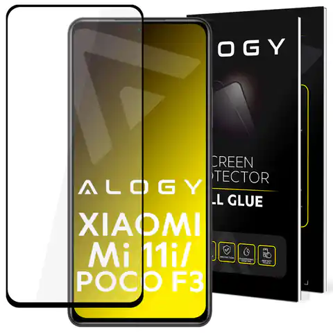 ⁨Szkło hartowane Alogy Full Glue do etui case friendly do Xiaomi Poco F3 / Mi 11i Czarne⁩ w sklepie Wasserman.eu
