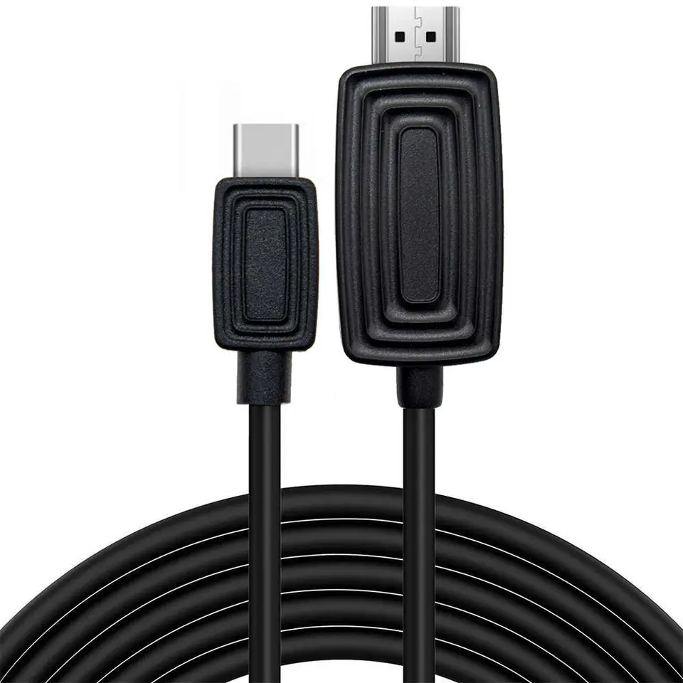 ⁨Kabel przewód Alogy adapter HDMI 2.1 na USB-C Type-C HDTV 2K 2m Czarny⁩ w sklepie Wasserman.eu
