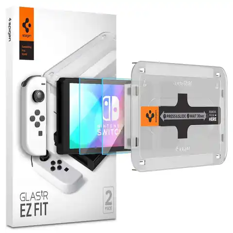 ⁨2x Szkło hartowane Spigen Glas.tR EZ Fit do Nintendo Switch Oled⁩ w sklepie Wasserman.eu
