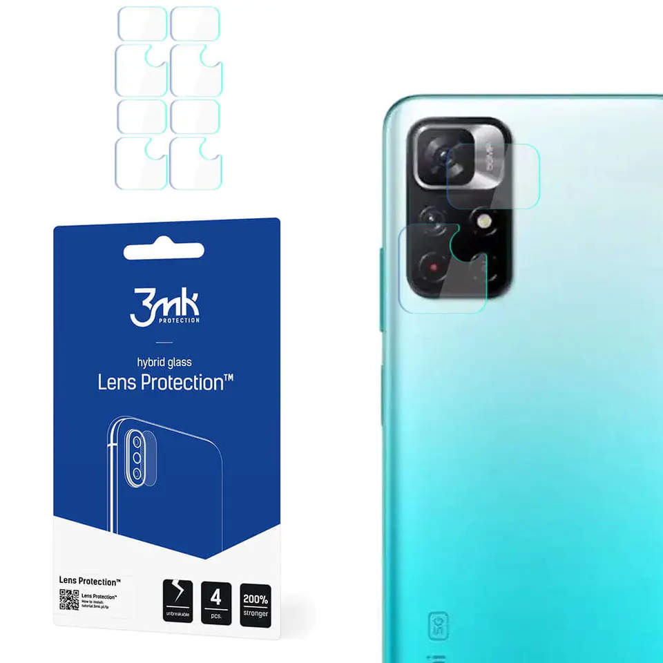 ⁨Szkło x4 na kamerę obiektyw 3mk Lens Protection do Xiaomi Redmi Note 11 5G⁩ w sklepie Wasserman.eu