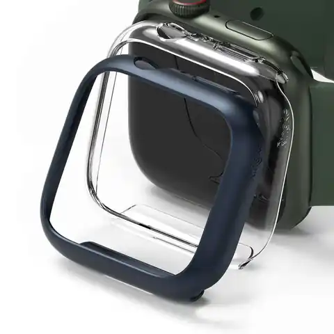 ⁨2x Nakładka Ringke Slim do Apple Watch 7 45mm Clear & Metallic Blue⁩ w sklepie Wasserman.eu
