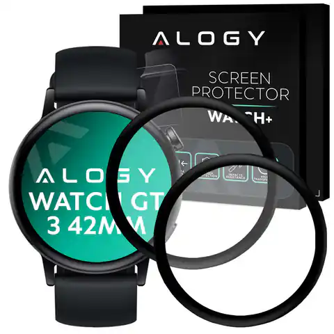 ⁨2x Alogy 3D Flexible Glass for Huawei Watch GT 3 42mm Black⁩ at Wasserman.eu