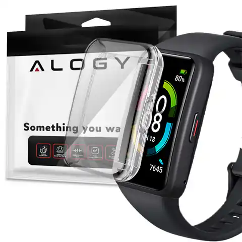 ⁨Silicone case with protective film Alogy for Huawei/ Honor Band 6 Transparent⁩ at Wasserman.eu