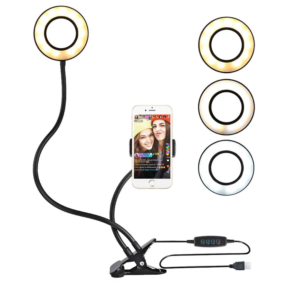 ⁨Photographic LED Selfie Ring Light Alogy Phone Holder Black⁩ at Wasserman.eu