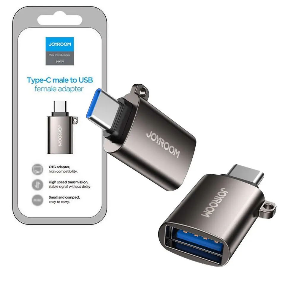 ⁨Joyroom Adapter S-H151 USB to USB-C Type C OTG Adapter Black⁩ at Wasserman.eu
