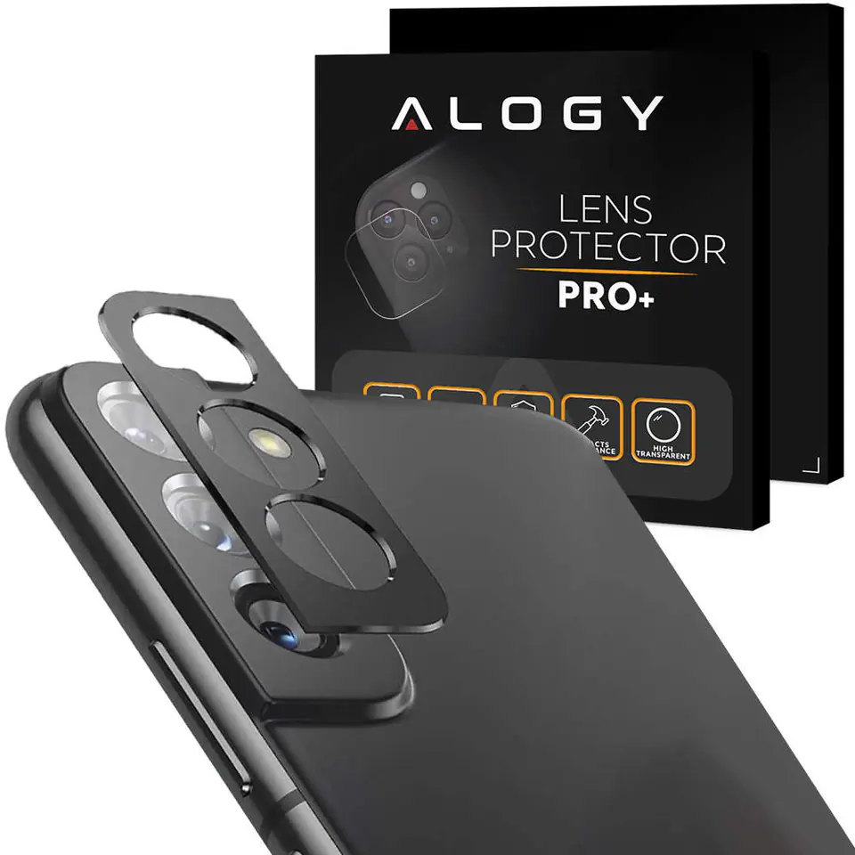 ⁨Metalowa osłonka ochronna na aparat obiektyw Alogy Metal Lens Cover do Samsung Galaxy S22 Czarna⁩ w sklepie Wasserman.eu