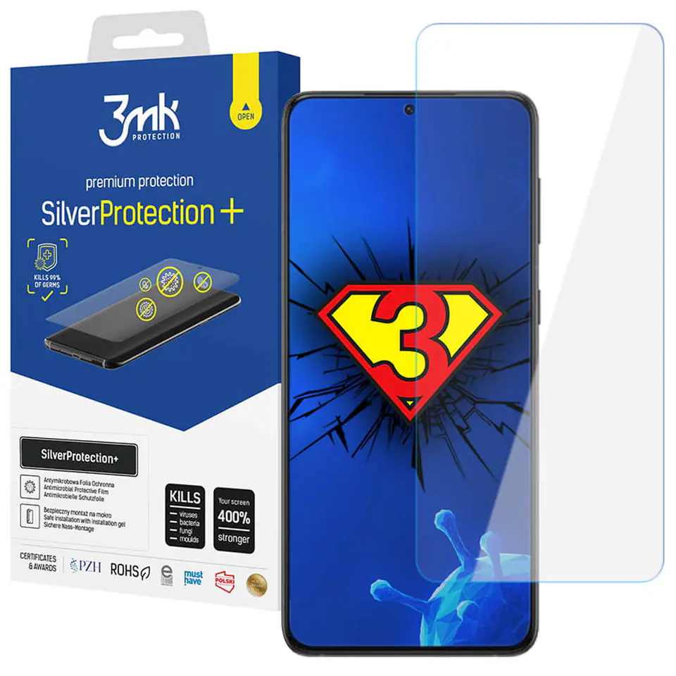 ⁨Silver Protection 3mk 7H Full Screen Antivirus Foil for Samsung Galaxy S22⁩ at Wasserman.eu