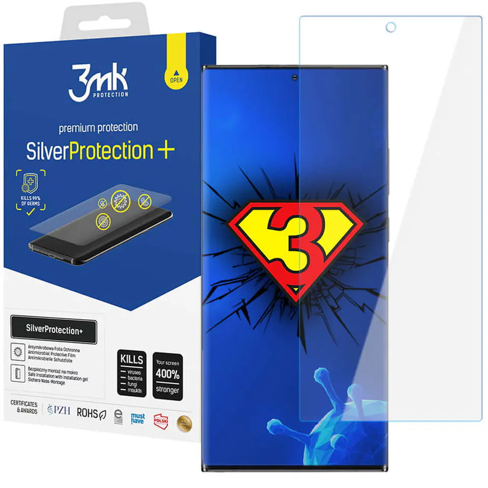 ⁨Folia antywirusowa na cały ekran Silver Protection 3mk 7H do Samsung Galaxy S22 Ultra⁩ w sklepie Wasserman.eu