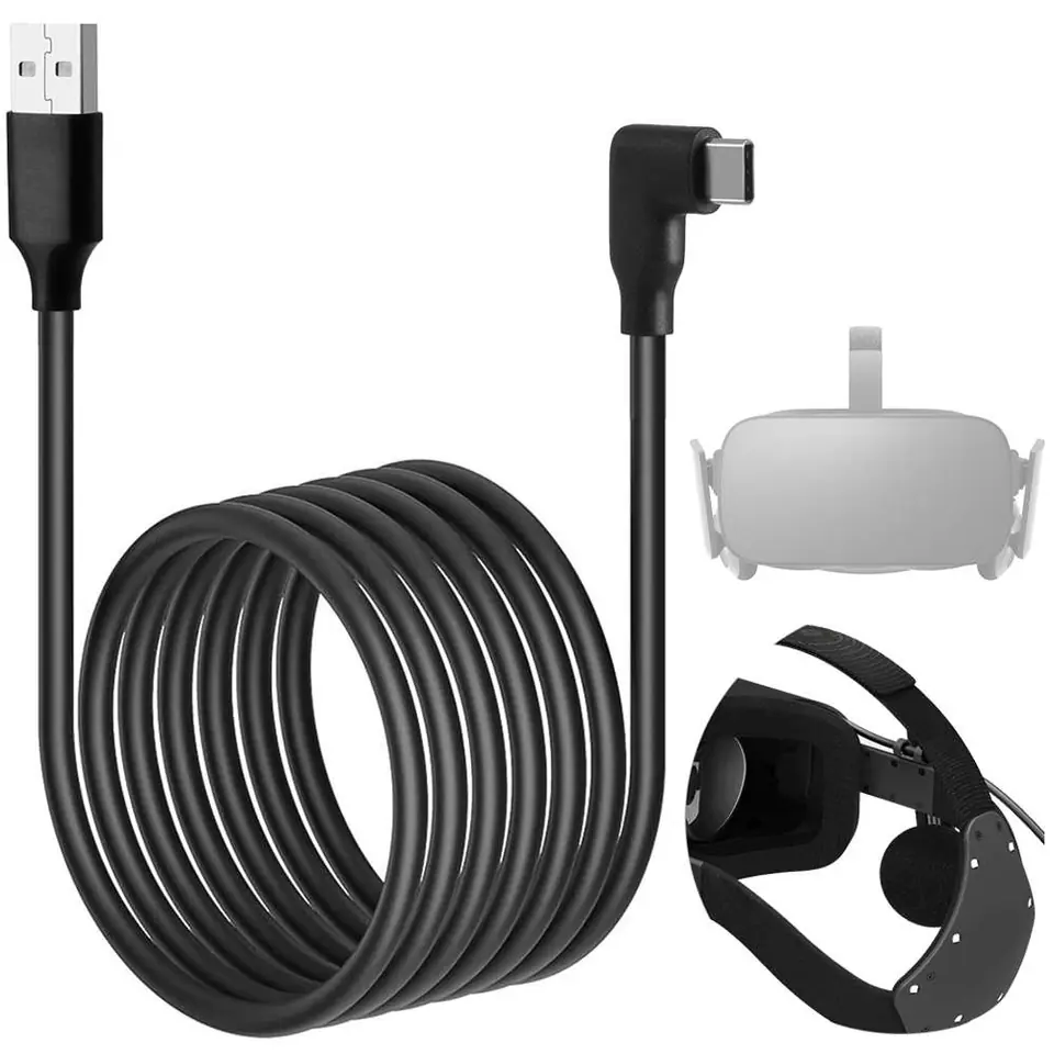 ⁨Kabel do okularów VR Alogy przewód USB do USB Type-C 5m do Oculus Link Quest 1 2 3 Czarny⁩ w sklepie Wasserman.eu