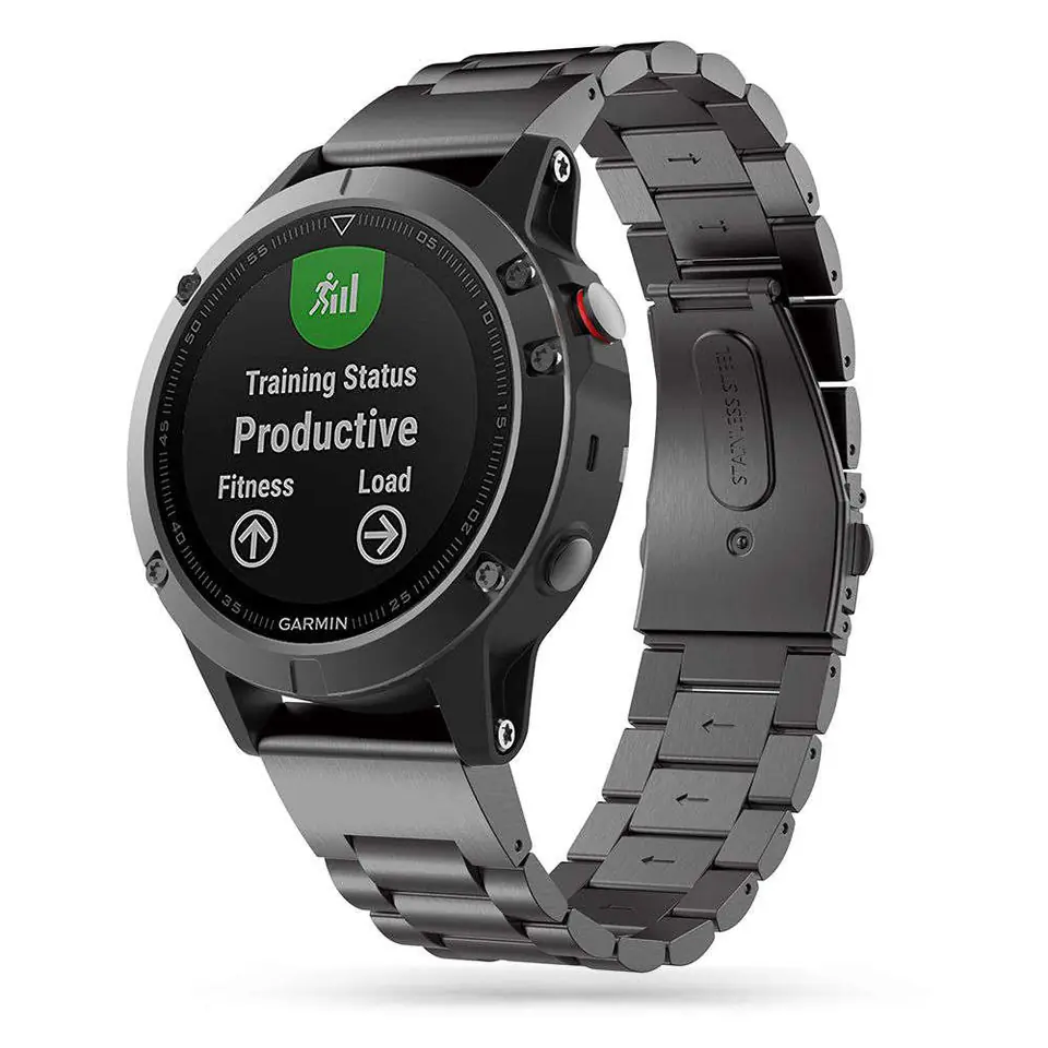 ⁨Bransoleta stalowa Stainless do Garmin Fenix 3 / 5X / 3HR / 5X Plus / 6X / 6X Pro / 7X Black⁩ w sklepie Wasserman.eu