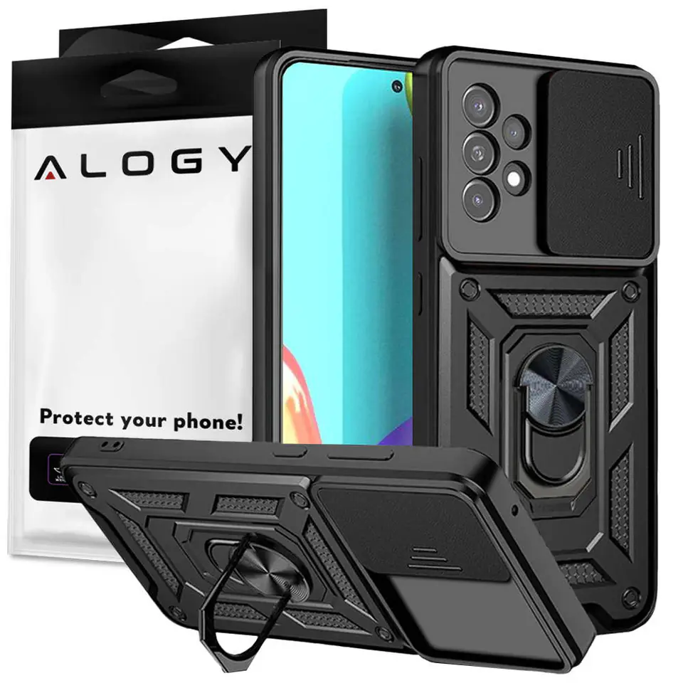 ⁨Etui Alogy Camshield Stand Ring z osłonką na aparat do Samsung Galaxy A73 / A73 5G⁩ w sklepie Wasserman.eu