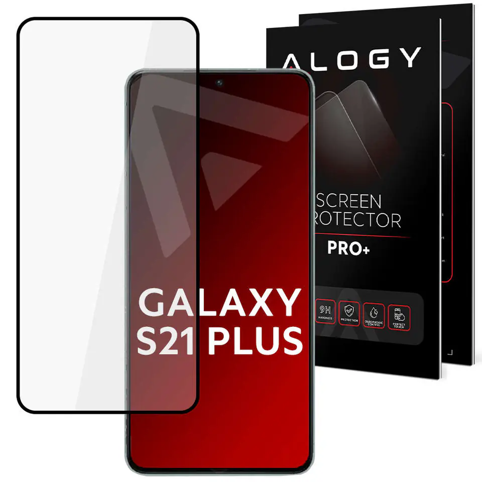 ⁨Tempered glass for Alogy Full Glue case friendly for Samsung Galaxy S21 Plus Black⁩ at Wasserman.eu