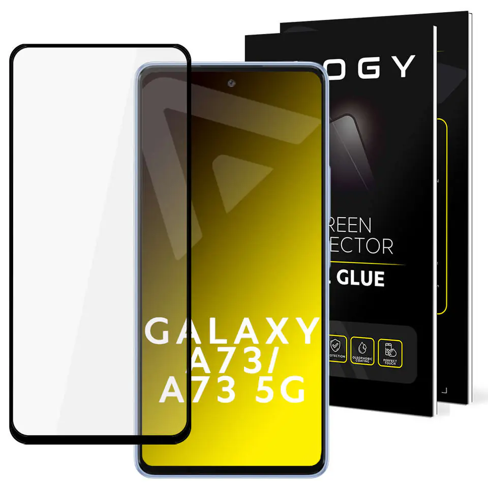 ⁨Tempered glass for Alogy Full Glue case friendly for Samsung Galaxy A73 / A73 5G Black⁩ at Wasserman.eu