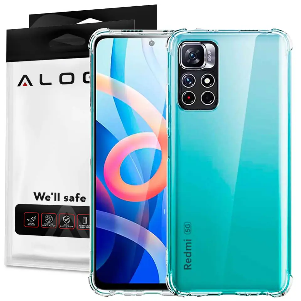 ⁨Silikonowe etui pancerne ShockProof Alogy do Xiaomi Poco M4 Pro 5G Przezroczyste⁩ w sklepie Wasserman.eu