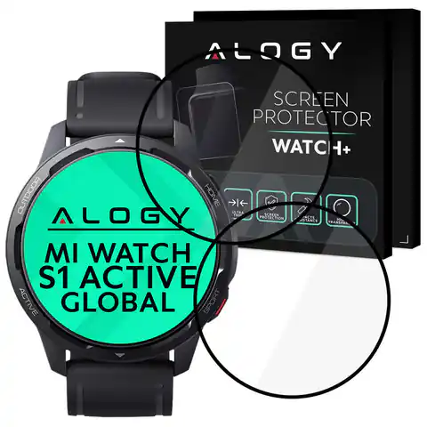 ⁨2x Elastyczne Szkło 3D Alogy do Xiaomi Mi Watch S1 Active Global Black⁩ w sklepie Wasserman.eu